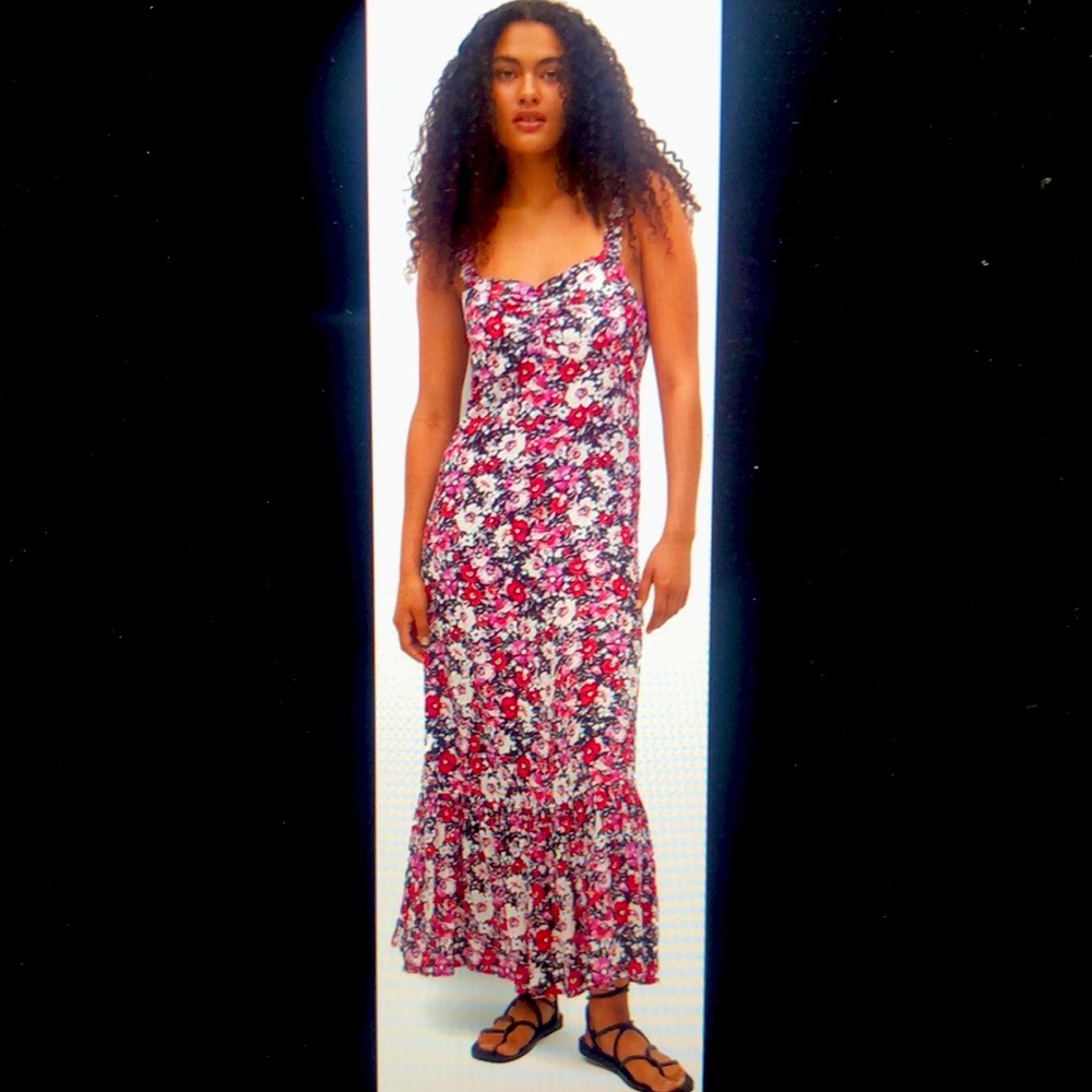 MANGO Ruffled Floral Print Dress